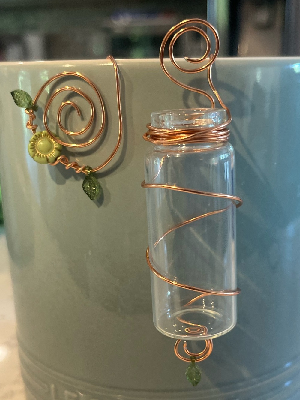cute homemade charm accessory plant propagation copper wire with leaf charm